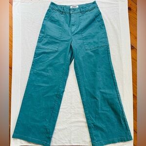Stoic Teal Wide-Leg Cotton Stretch Pants